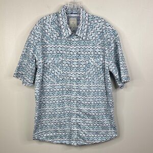 Panhandle Rough Stock Men’s Western Shirt Pearl Snap Short Sleeve Blue Print